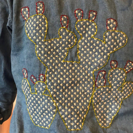 Sashiko Prickly Pear Mending Stick and Stitch Pattern: Small