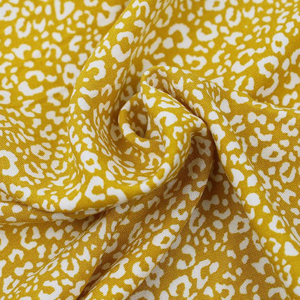Challis - Rayon - Leopard Print - Mustard/White