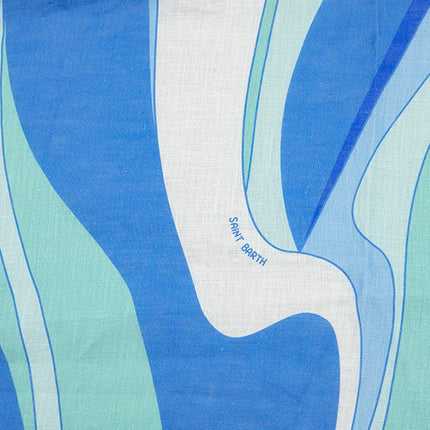 Linen - Italian Linen - Coastal Wave Stripe - Aqua/Blue