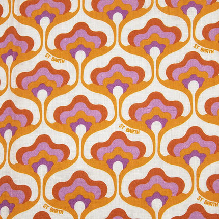Linen - Italian Linen - Retro Tropic Tulip - Orange
