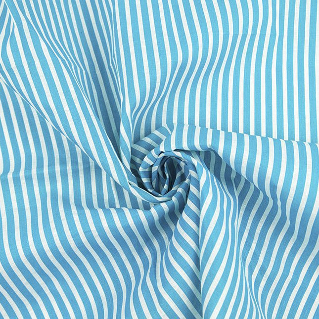 Linen - Italian Linen - Seaside Pinstripe - Aqua/White