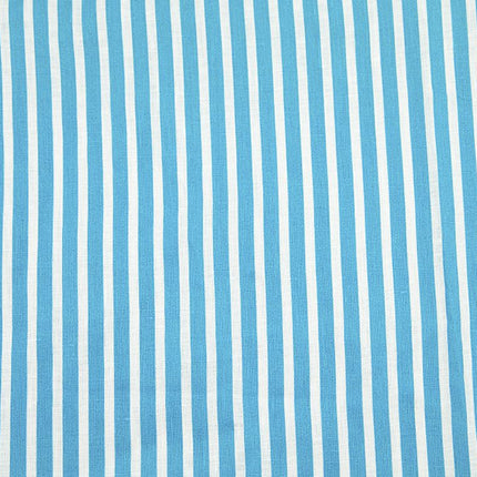 Linen - Italian Linen - Seaside Pinstripe - Aqua/White