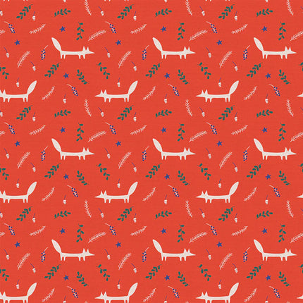 Quilting Cotton - Cotton - Scandinavian Christmas - Little Foxes - Red