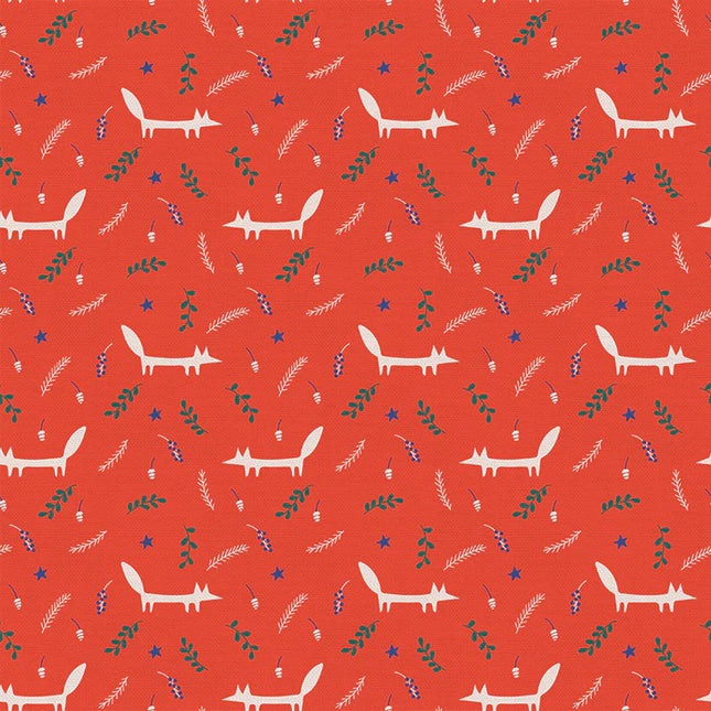 Quilting Cotton - Cotton - Scandinavian Christmas - Little Foxes - Red