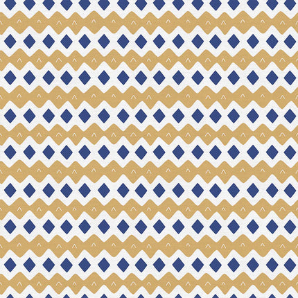 Quilting Cotton - Cotton - Scandinavian Christmas - Rhombus Ornament - Gold/Blue