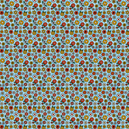 Quilting Cotton - Cotton - Timeless Tattoos - Ditsy Flower Tattoos - Blue