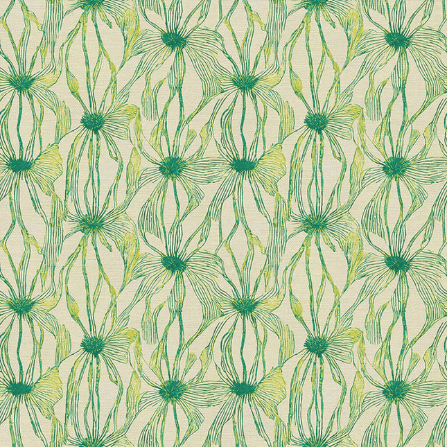 Floral Line Work - Green on Chartreuse