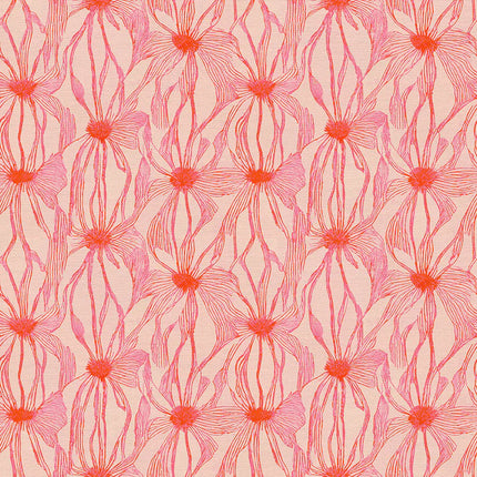 Quilting Cotton - Cotton - Floral Line Work - Red on Cream