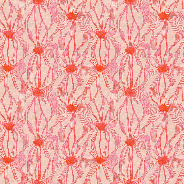 Floral Line Work - Red on Cream