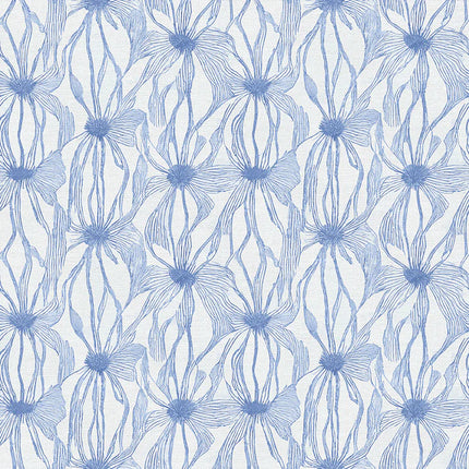 Floral Line Work - Blue on White