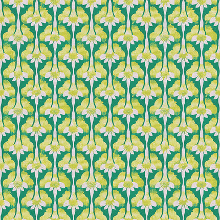 Quilting Cotton - Cotton - Abstract Stems - Chartreuse on Green