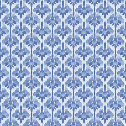 Quilting Cotton - Cotton - Abstract Stems - Blue on White