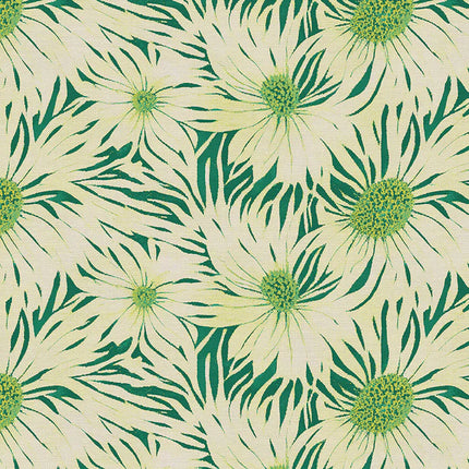 Quilting Cotton - Cotton - Whimsical Petals - Chartreuse on Green