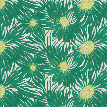 Quilting Cotton - Cotton - Whimsical Petals - Green on Chartreuse