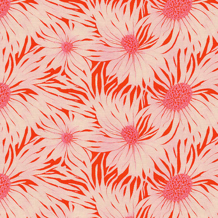 Double Gauze - Cotton - Whimsical Petals - Cream on Red