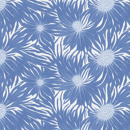 Quilting Cotton - Cotton - Whimsical Petals - Blue on White