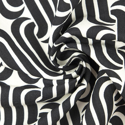 Linen - Rayon/Linen Blend - Modern Maze - Black/White