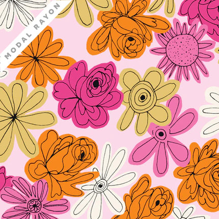 Modal - Rayon - Summer Sun - Floral Explosion - Pink - Vera