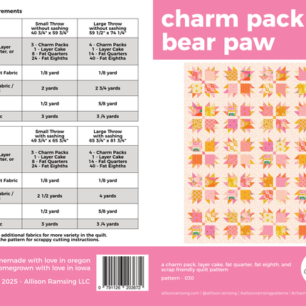 Charm Pack Bear Paw Quilt Pattern