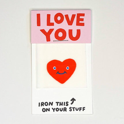 I Love You Heart Face L'il Something Iron-On Card