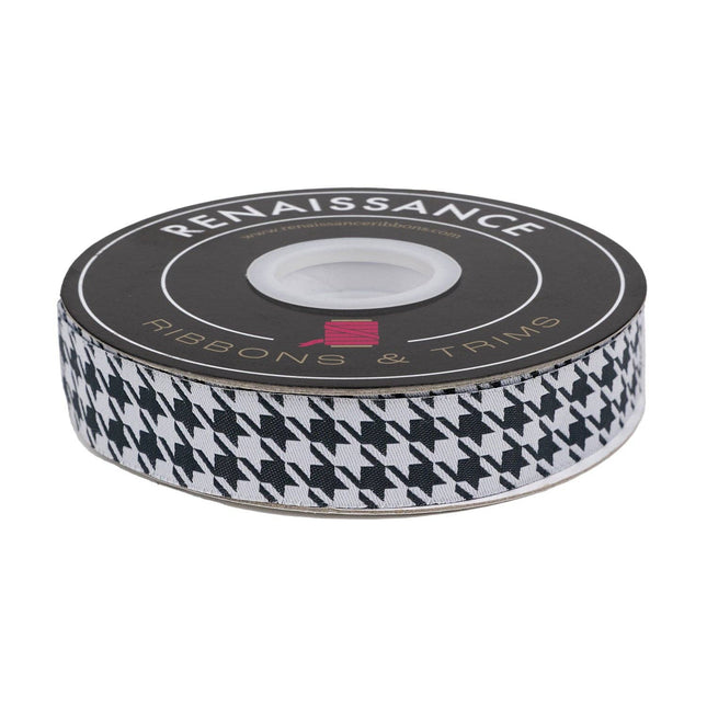 Ribbon - 7/8" width - Farmhouse Christmas- Houndstooth - Soot - Renaissance Ribbons