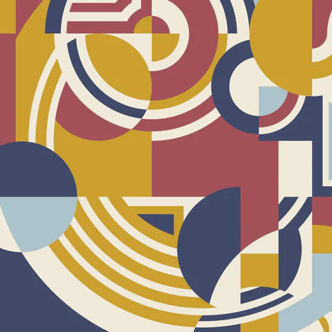 Quilting Cotton - Organic Cotton - American Bold - Hoffman - Red/Navy - Frank Lloyd Wright