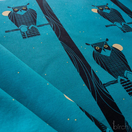 Canvas - Organic Cotton - Moon Owl - Teal - Charley Harper