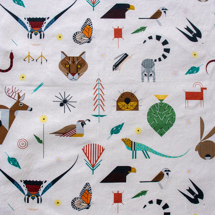 Canvas - Organic Cotton - Canyon Critters - Cream - Charley Harper