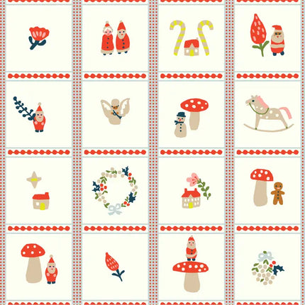 Quilting Cotton - Organic Cotton/Poplin - Christmas Trinkets - Cream