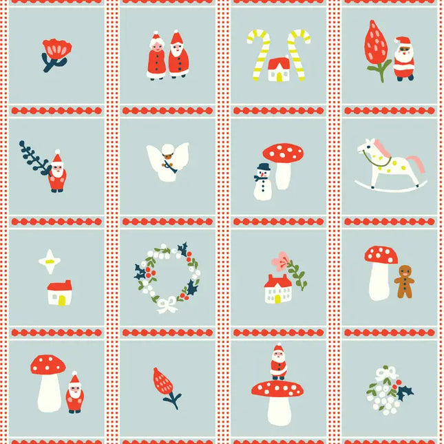 Quilting Cotton - Organic Cotton/Poplin - Christmas Trinkets - Ice