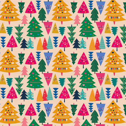 Quilting Cotton - Cotton - Modern Holiday - Christmas Trees - Cream