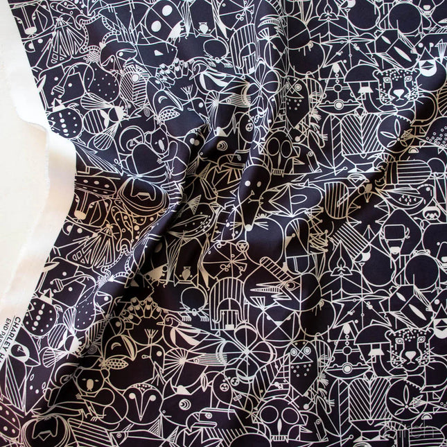 Quilting Cotton - Organic Cotton/Poplin - End Papers - Black - Charley Harper
