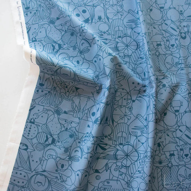 Quilting Cotton - Organic Cotton/Poplin - End Papers - Denim - Charley Harper