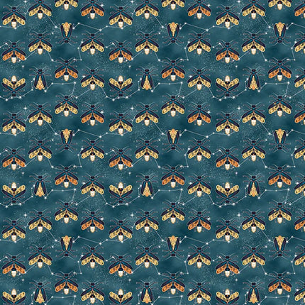 Quilting Cotton - Cotton - Magical Night - Firefly Stripe - Blue