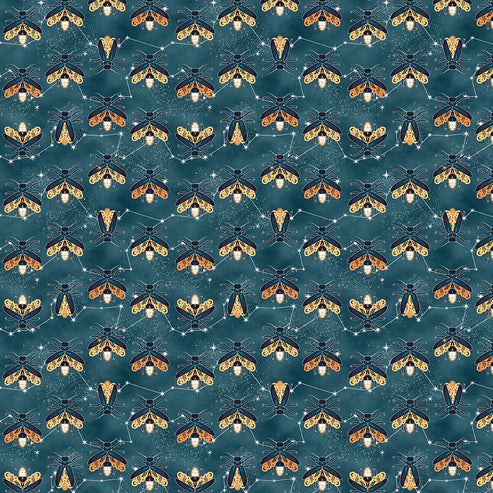 Quilting Cotton - Cotton - Magical Night - Firefly Stripe - Blue