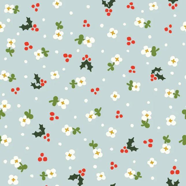 Quilting Cotton - Organic Cotton/Poplin - Holly - Ice