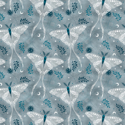 Quilting Cotton - Cotton - Magical Night - Luna Moth - Grey