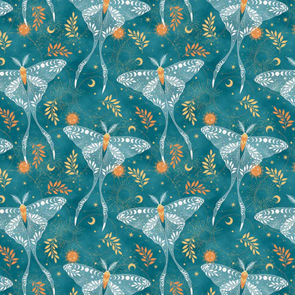 Quilting Cotton - Cotton - Magical Night - Luna Moth - Teal