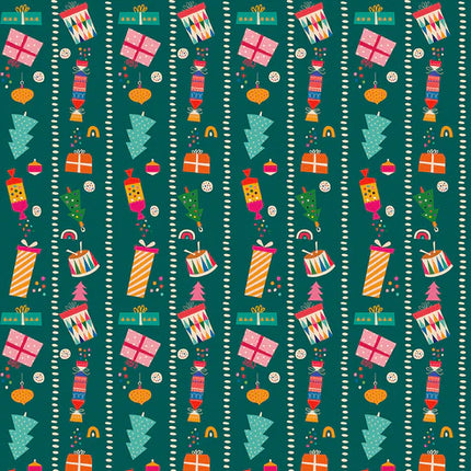 Quilting Cotton - Cotton - Modern Holiday - Present Stripe - Green