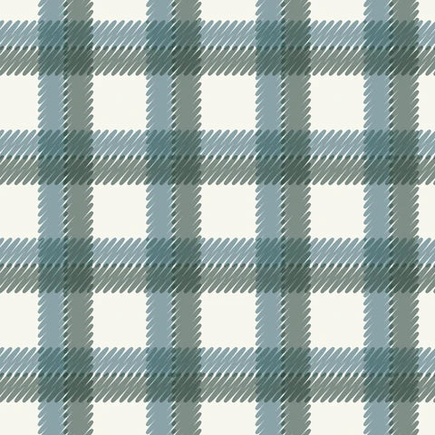 Flannel  - Organic Cotton - Fall & Flutter - Scribbly Plaid - Blue