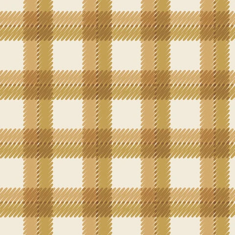 Flannel  - Organic Cotton - Fall & Flutter - Scribbly Plaid - Gold