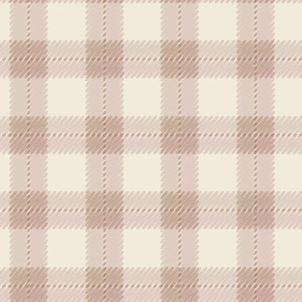 Flannel  - Organic Cotton - Fall & Flutter - Scribbly Plaid - Rose Dust