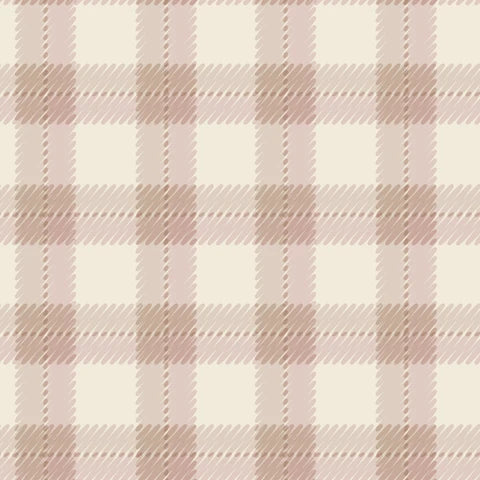 Flannel  - Organic Cotton - Fall & Flutter - Scribbly Plaid - Rose Dust