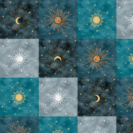 Quilting Cotton - Cotton - Magical Night - Sun and Moon Tiles