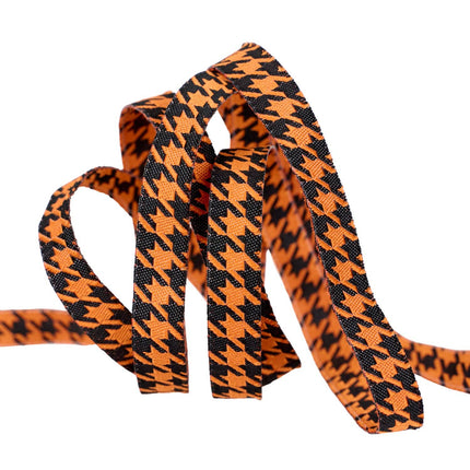 Ribbon - 3/8" width - Home Sweet Haunt - Houndstooth - Pumpkin - Stacy Iest Hsu