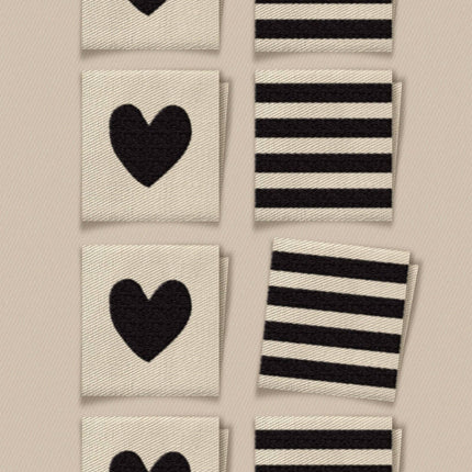 Black Heart and Stripe Square Labels