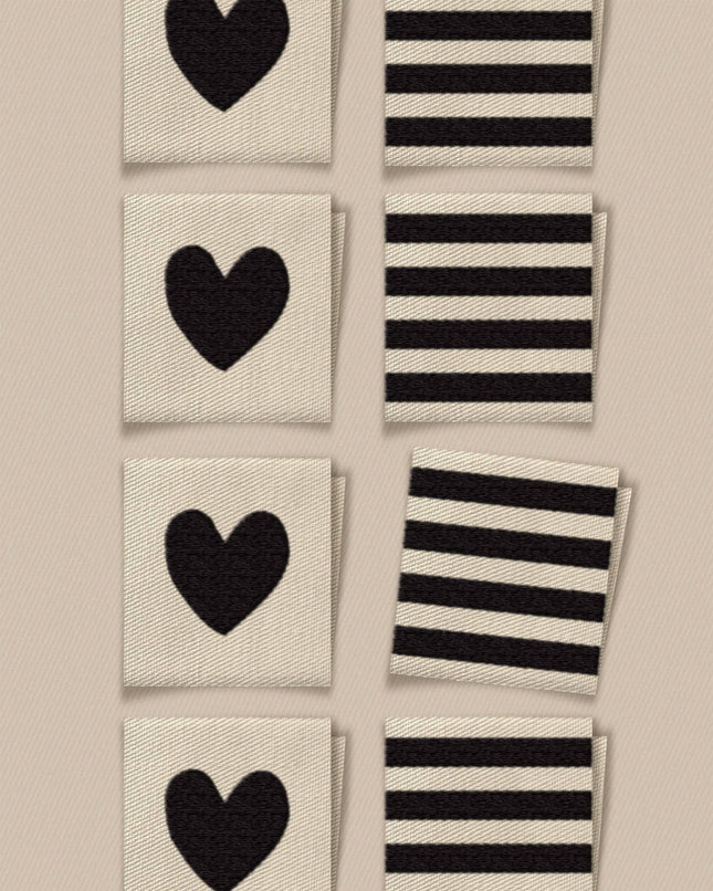Black Heart and Stripe Square Labels