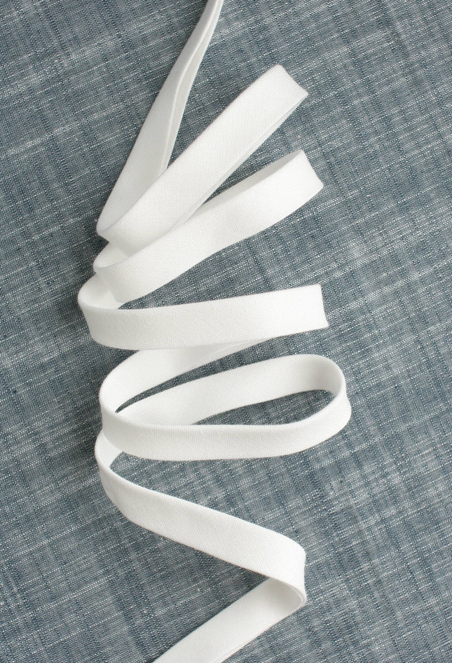 1/2" Double Fold Bias Binding -  White