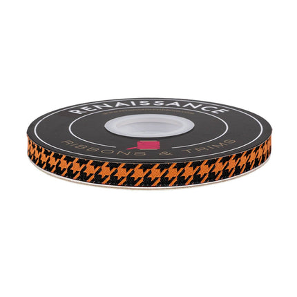 Ribbon - 3/8" width - Home Sweet Haunt - Houndstooth - Pumpkin - Stacy Iest Hsu