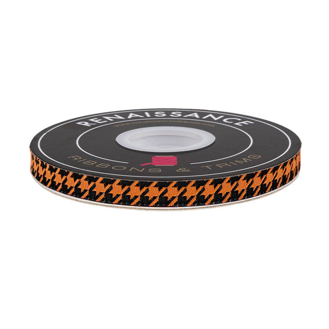 Ribbon - 3/8" width - Home Sweet Haunt - Houndstooth - Pumpkin - Stacy Iest Hsu